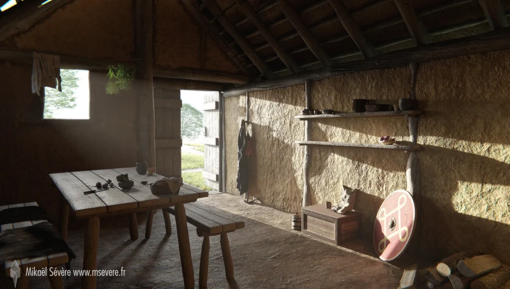 Reconstitution 3D intérieur mérovingien